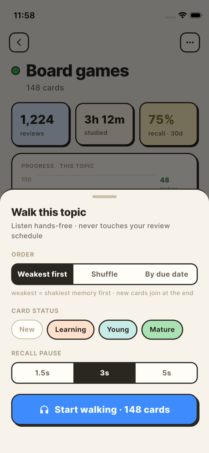 Walk mode setup in Saku